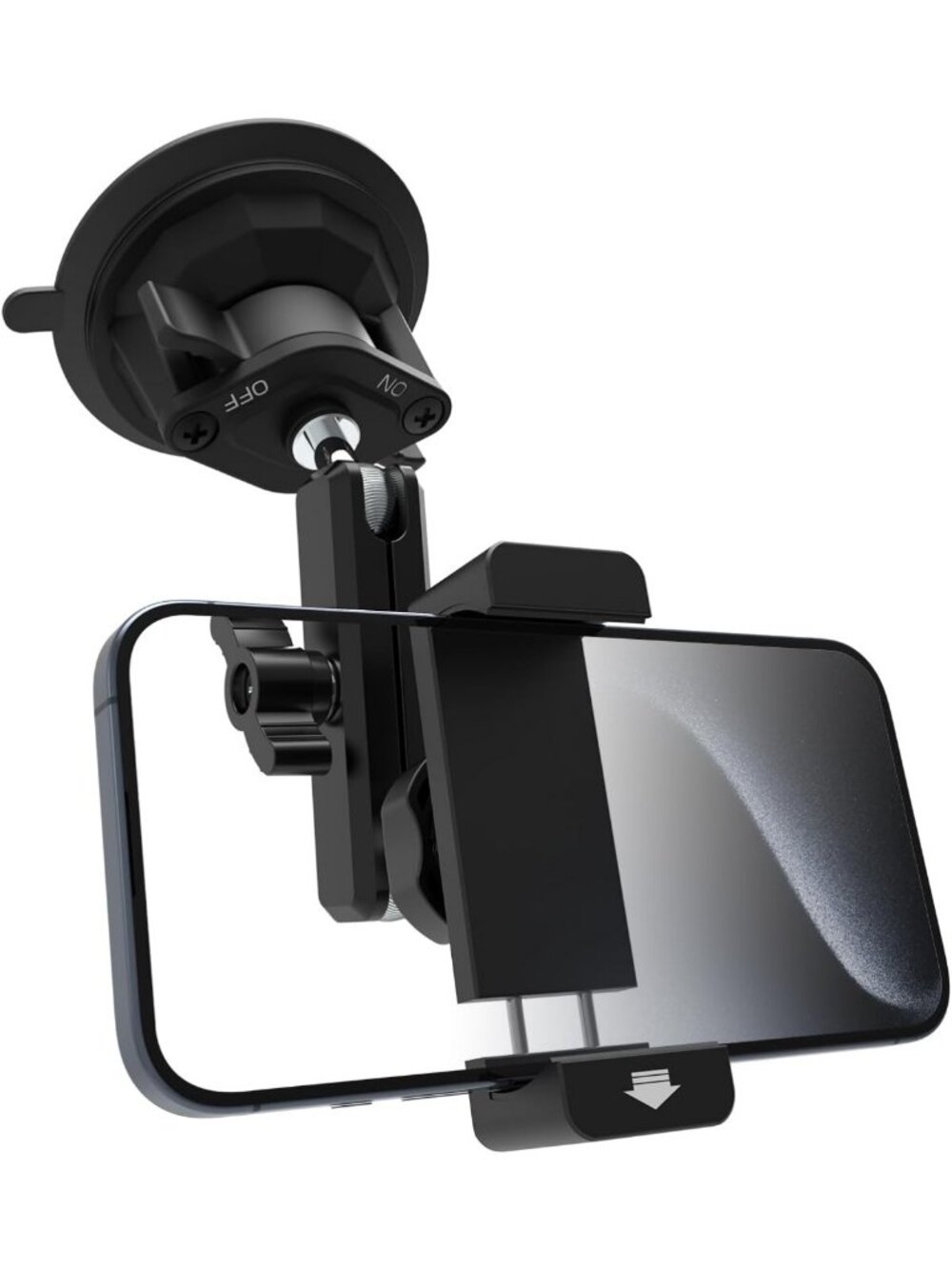 Universal Suction Cup Car Phone Holder - Adjustable Metal Mount for Windshield